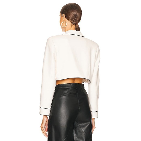 Ceren Ocak Open Front Crop Jacket in White Women's Size M NWT - Picture 5 of 12